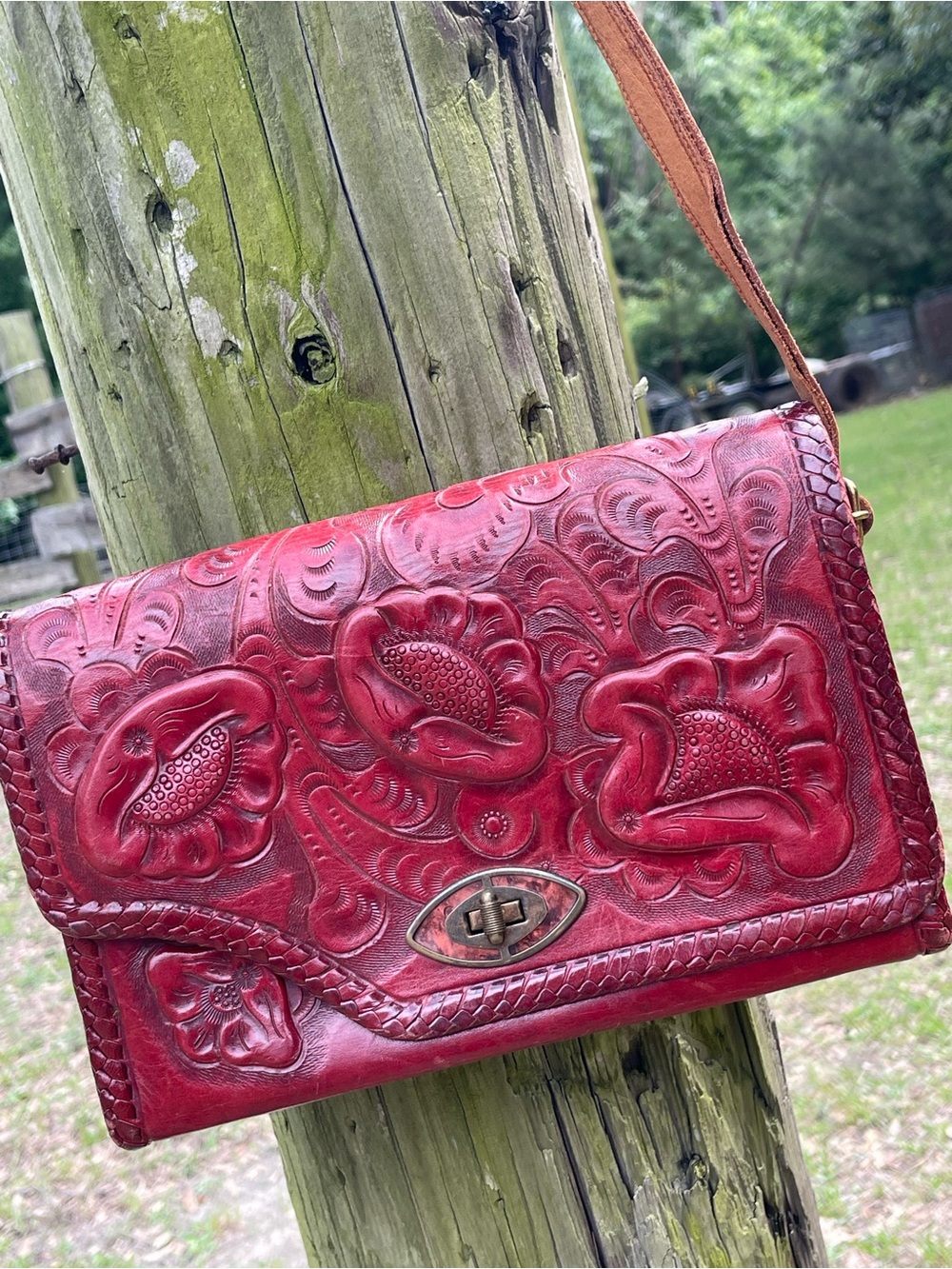 Vintage Tooled Genuine Leather Purse